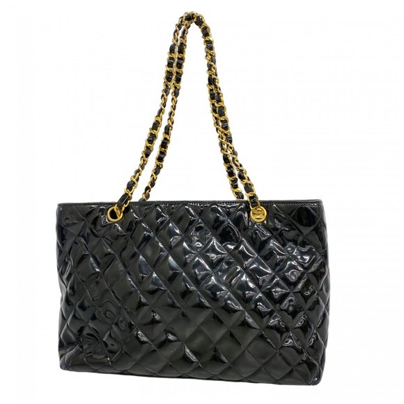 Chanel Matelasse Chain Shoulder Bag in Patent Leather, Black, Women's, P1159815 - Picture 1 of 12